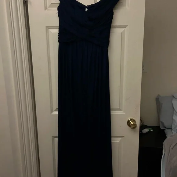 Size 8 dress from David’s bridal (STYLE# F19951) color marine and mesh material - Picture 3 of 4